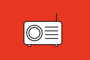 Radio icon in flat style. Radio vector illustration on red background.