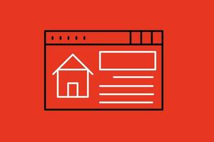 Homepage Icon. Homepage Icon in trendy flat style isolated on red background. vector