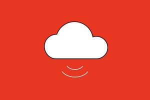 Cloud icon on red background. Cloud icon vector