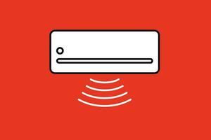 Air conditioner icon. Air conditioner vector icon isolated on red background.