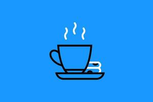 Coffee cup and saucer line icon. Vector illustration.