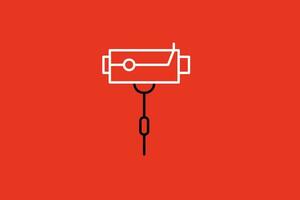 Camera concept icon on a red background. Vector illustration in flat design art style.