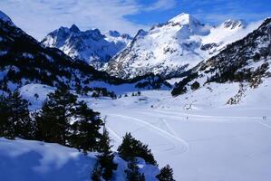 panoramic view, south side, of massif of Maladeta in the Pyrenees photo