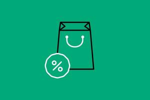Shopping bag with percent icon. Vector illustration. Eps 10.