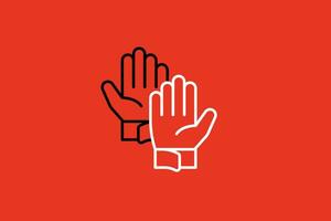 Hand concept icon, flat vector illustration. Flat design art style with red background.