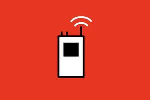 Smartphone icon on red background. Wireless technology concept. Vector illustration.