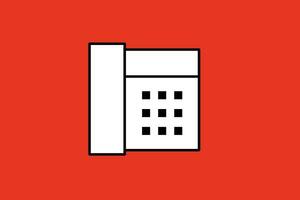 Telephone icon in flat style. Telephone vector illustration on red background.