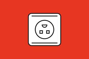 Power socket icon isolated on red background. Power socket vector icon.