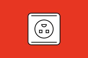 Power socket icon isolated on red background. Power socket vector icon.