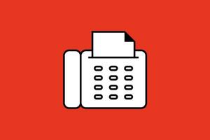 Fax on red background. Vector illustration. Flat design style.