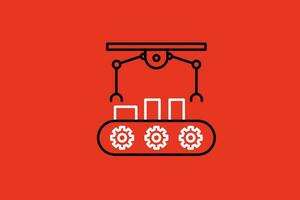 Illustration vector graphic of industrial machine with gear icon. Perfect to use for Technology Company