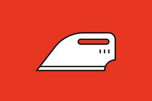 Iron icon. Ironing symbol. Flat vector illustration on red background.