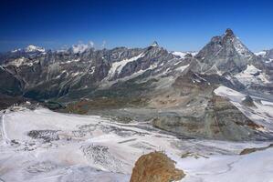 High mountains under snow in the winter photo