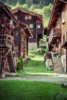 wooden houses in Fiesch - Switzerland photo