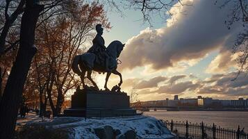 ai generado estatua de pedro el genial en S t petersburgo, ai generativo foto