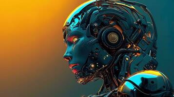 AI generated Cyborg female portrait. Artificial Intelligence concept, ai generative photo