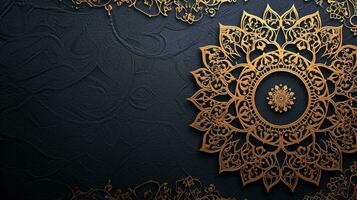 AI generated Luxury black background with golden ornament, islamic background. AI generative photo