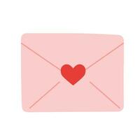 Happy Valentine's day. Envelope with a red heart on a white background. Vector illustration