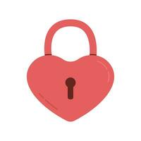 Heart shaped padlock icon in flat style on white background. Valentine's day vector