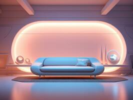 AI generated Modern Living Room Futuristic Interior AI Generative photo