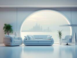AI generated Modern Living Room Futuristic Interior AI Generative photo