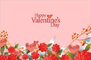 Elegant realistic valentine card, banner and poster background abstract with love icon and flower layout vector