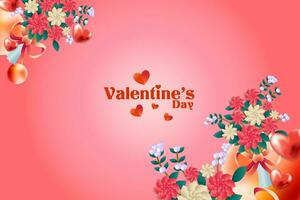 Elegant realistic valentine card, banner and poster background abstract with love icon and flower layout vector