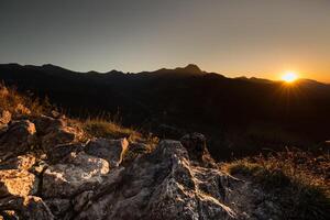 Sunset over Tatra Mountains,Zakopane,Poland photo