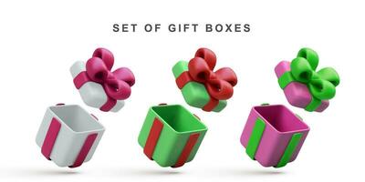 Set of open gift box isolated on white background. Vector illustration.