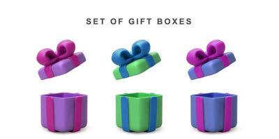 Set of open gift box isolated on white background. Vector illustration.