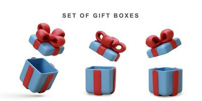 3d Realistic Set of open gift box. Vector illustration.