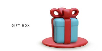 3d Realistic of blue gift box isolated on white background. Vector illustration.