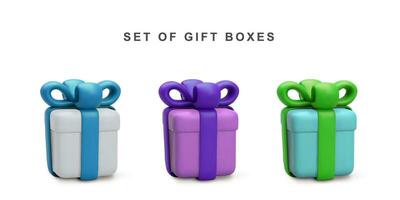 3d Realistic Set of gift box isolated on white background. Vector illustration.