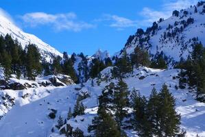 panoramic view, south side, of massif of Maladeta in the Pyrenees photo