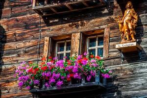 wooden houses in Fiesch - Switzerland photo