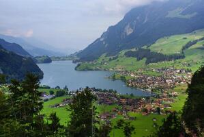 Panoramic view of Grindelwald Village, Switzerland photo