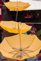 Background colorful umbrella street decoration photo