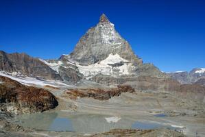 Matterhorn as seen from Zermatt at sunset, Switzerland photo