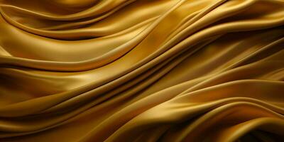 AI generated Luxurious Gold Silk Fabric Isolated on Black Background. Generative AI photo