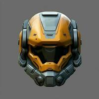 AI generated Modern and Futuristic War Helmet Isolated on Gray Background. Generative AI photo