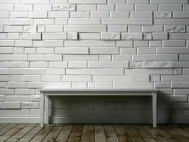 AI generated White Brick Wall Texture Background. Room Interior with White Brick Wall. Generative AI photo