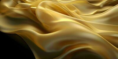 AI generated Luxurious Gold Silk Fabric Isolated on Black Background. Generative AI photo