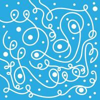 Vector abstract pattern in the form of white lines and dots on a blue background