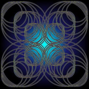 Vector abstraction in the form of a geometric pattern of white concentric circles on a blue background