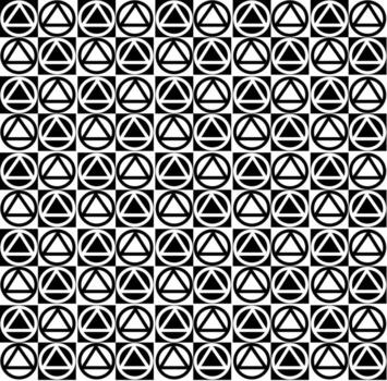 Vector seamless black and white geometric texture in the form of alternating triangles and circles