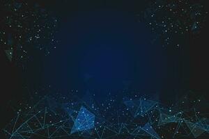 Abstract blue background. Polygonal low poly wireframe illustration looks like stars in the blask night sky in spase or flying glass shards. Digital web, internet design vector