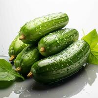 AI generated Fresh Cucumber with Water Droplets. Generative AI photo