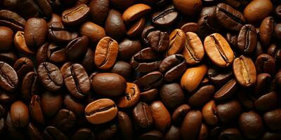 AI generated Coffee Beans Background. Roasted Coffee Texture Background. Generative AI photo