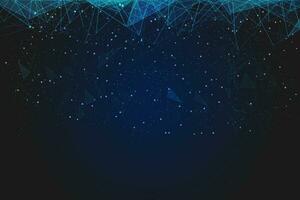 Abstract blue background. Polygonal low poly wireframe illustration looks like stars in the blask night sky in spase or flying glass shards. Digital web, internet design vector