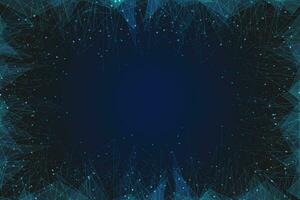 Abstract blue background. Polygonal low poly wireframe illustration looks like stars in the blask night sky in spase or flying glass shards. Digital web, internet design vector